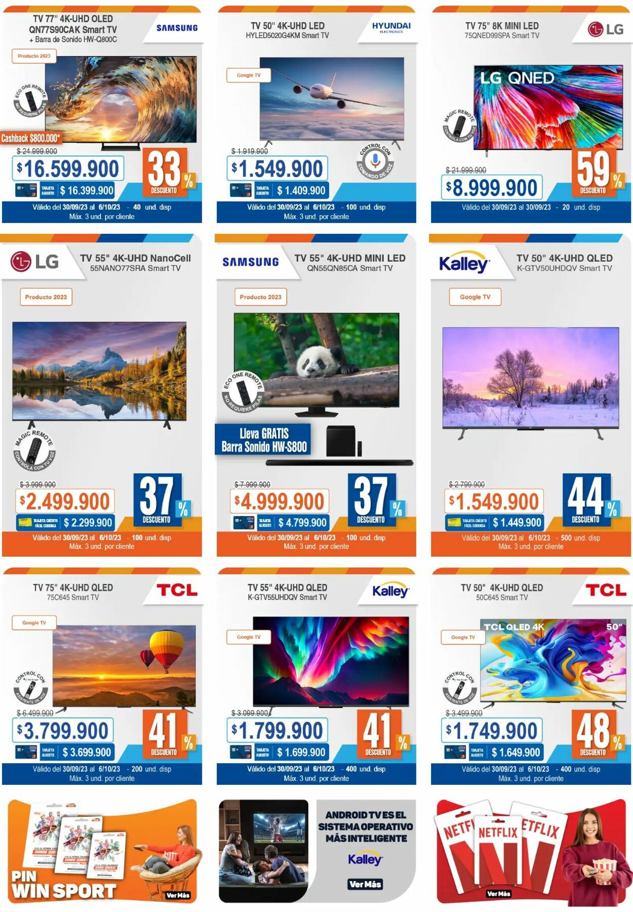 Catálogo Alkosto - 
		Oferta de televisores OLED, QLED, UHD, 4K - Tienda Alkosto 30 sep., 2023 - 6 oct., 2023
