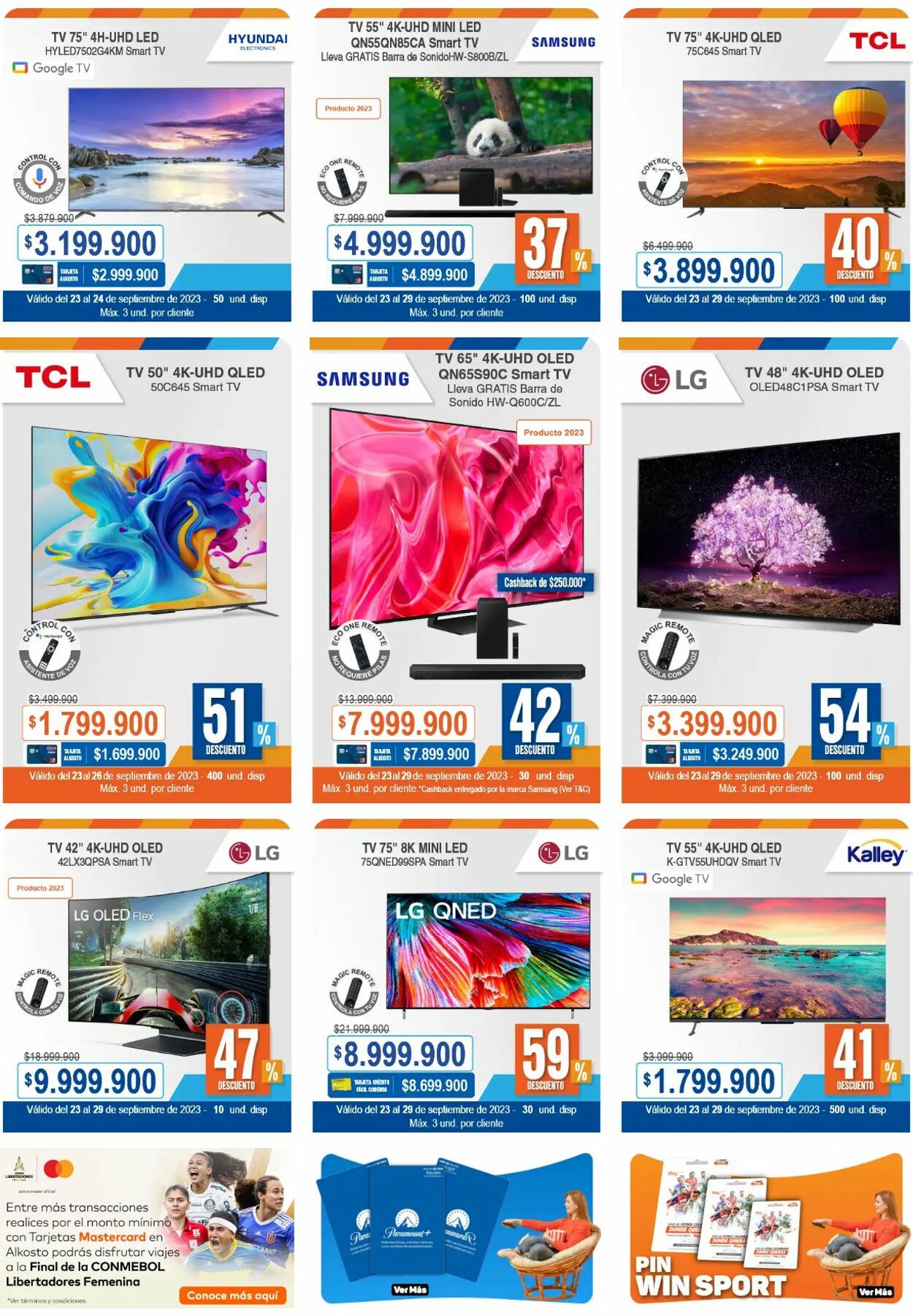 Catálogo Alkosto - 
		Oferta de televisores OLED, QLED, UHD, 4K - Tienda Alkosto 23 sep., 2023 - 29 sep., 2023